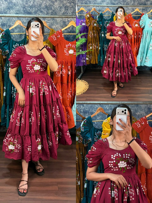 Premium Embroidery Midi Dress 💥