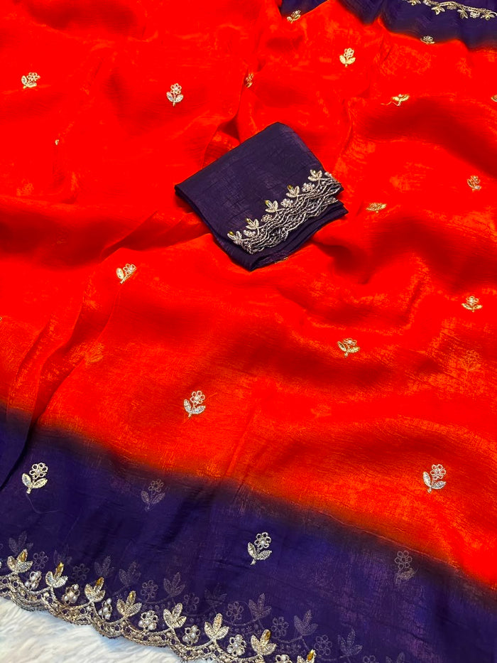 Party Wear Shaded Sequins Saree with Matching Blouse
