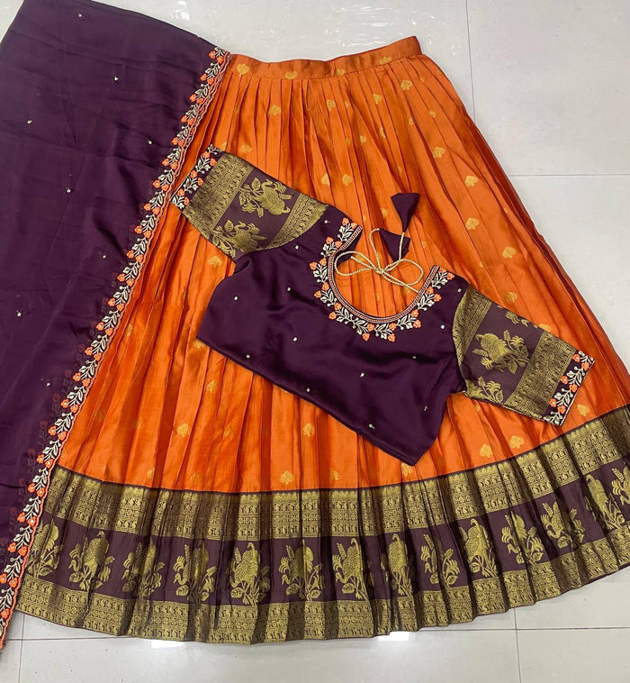 kanjiveram silk full stiched Lehenga with Full stiched blouse